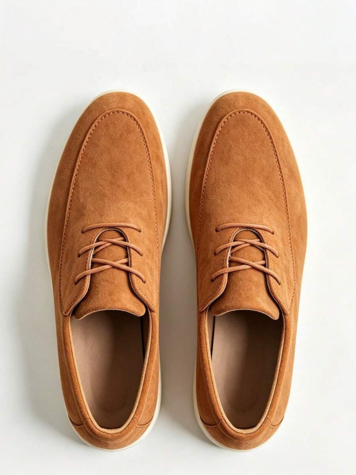 Men's Suede Apron-Toe Lace-Up Loafers