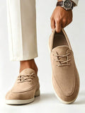 Men's Suede Apron-Toe Lace-Up Loafers