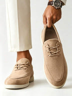 Men's Suede Apron-Toe Lace-Up Loafers