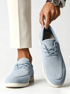 Men's Suede Apron-Toe Lace-Up Loafers