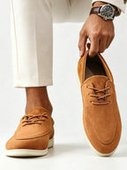 Men's Suede Apron-Toe Lace-Up Loafers