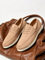 Men's Suede Apron-Toe Lace-Up Loafers