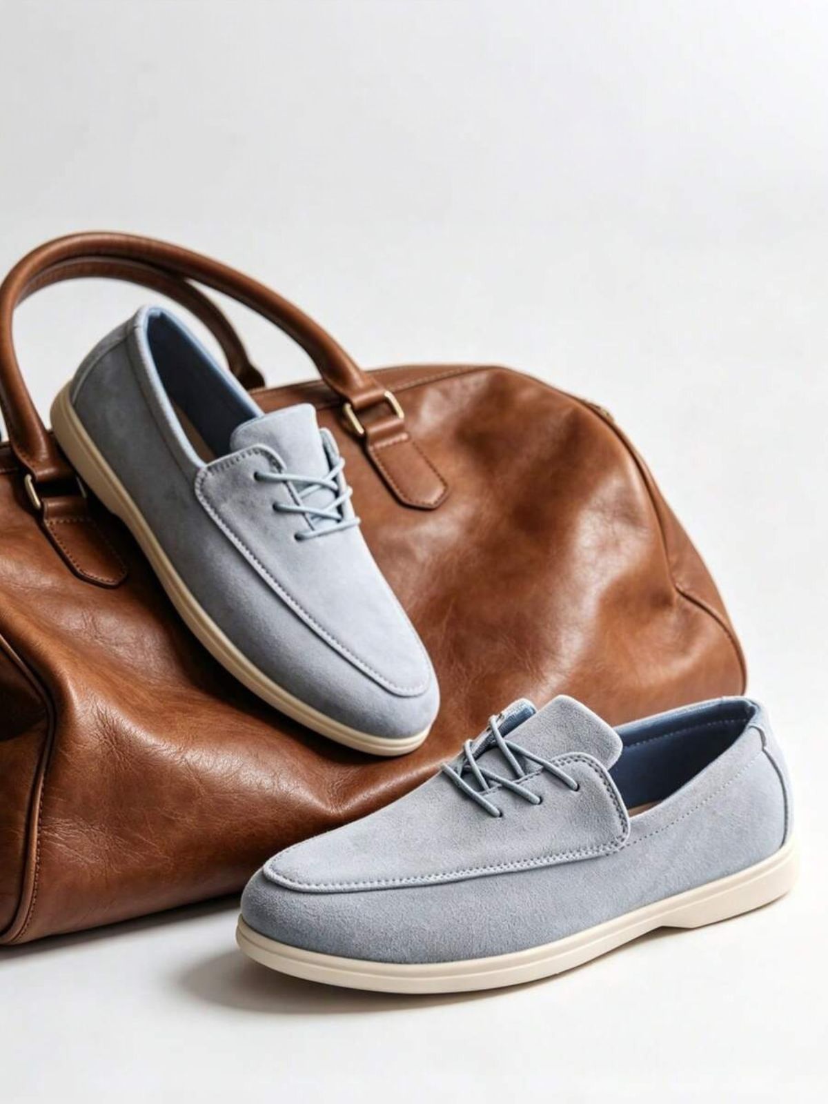 Men's Suede Apron-Toe Lace-Up Loafers