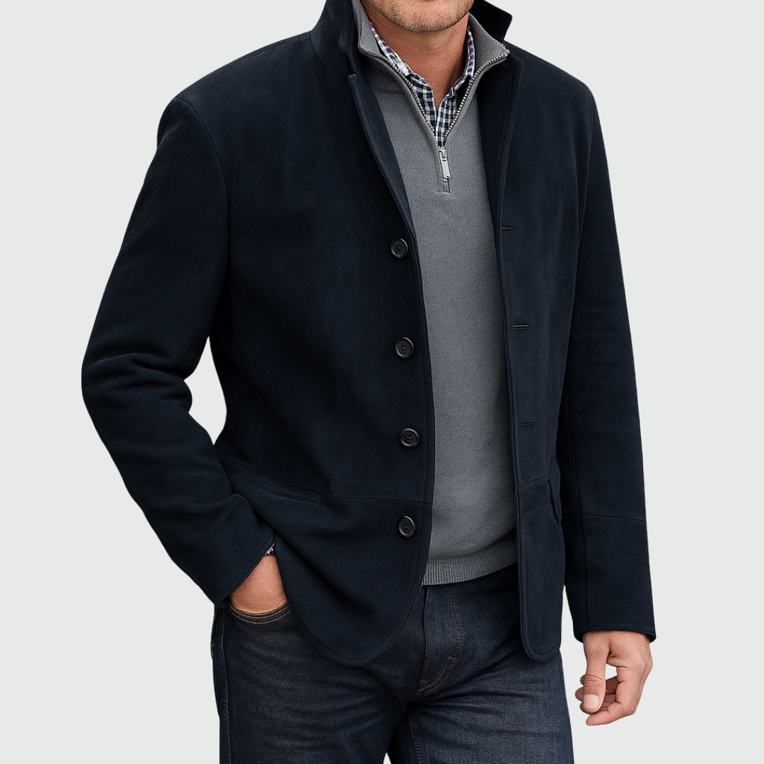 Men's Suede-Look Buttoned Jacket