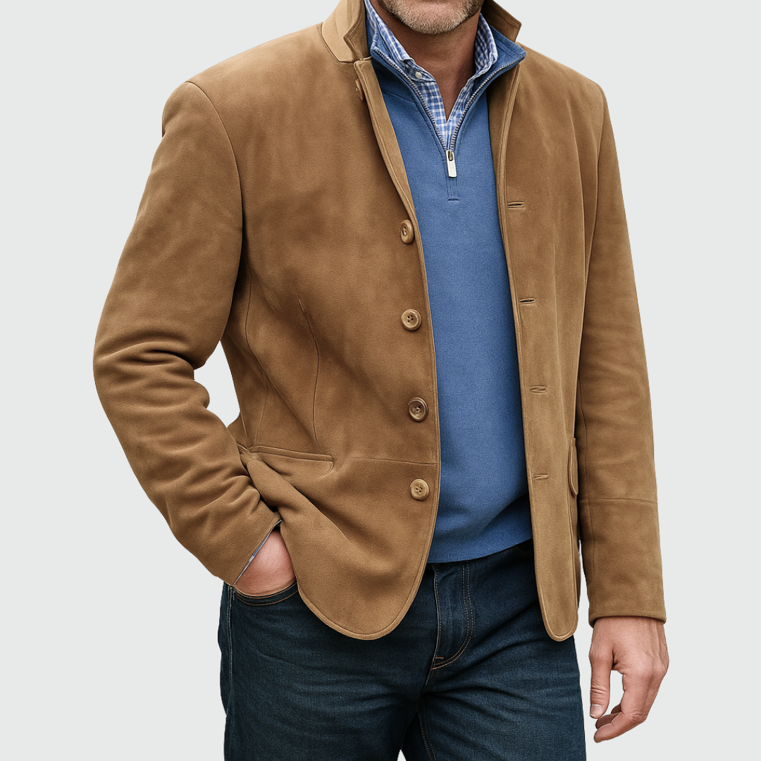 Men's Suede-Look Buttoned Jacket