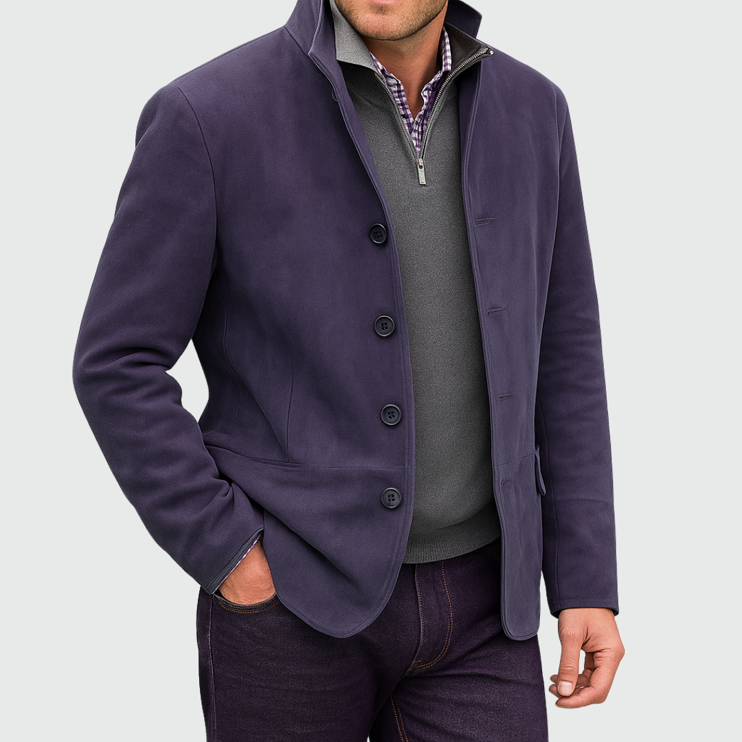 Men's Suede-Look Buttoned Jacket