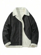 Men's Suede-Look Faux Shearling Jacket