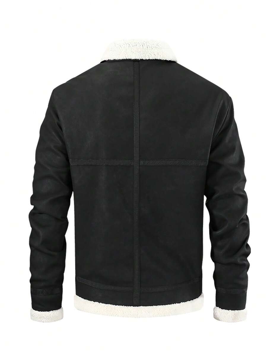 Men's Suede-Look Faux Shearling Jacket