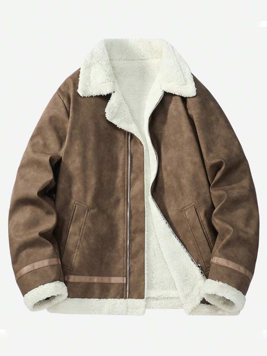 Men's Suede-Look Faux Shearling Jacket