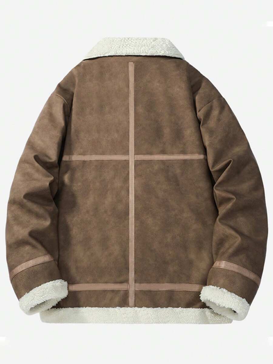 Men's Suede-Look Faux Shearling Jacket