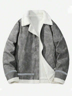 Men's Suede-Look Faux Shearling Jacket