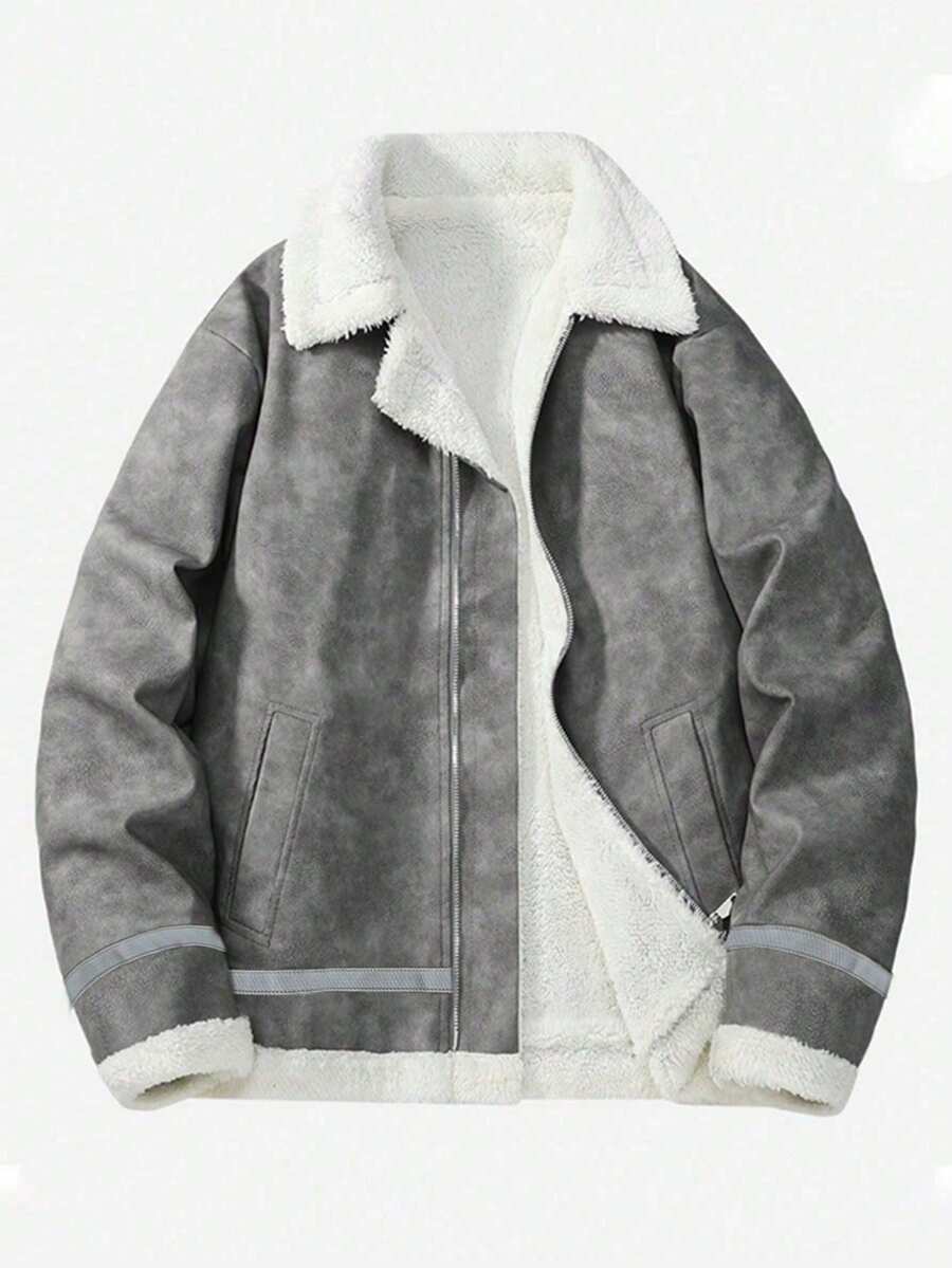 Men's Suede-Look Faux Shearling Jacket