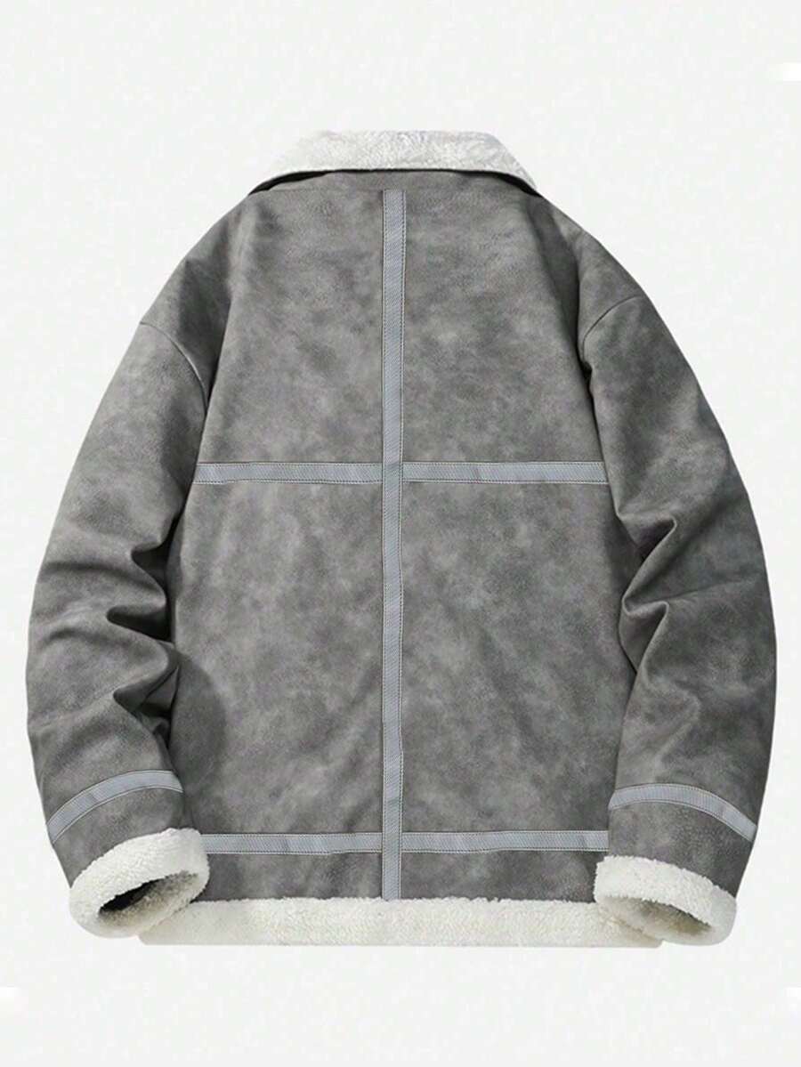 Men's Suede-Look Faux Shearling Jacket