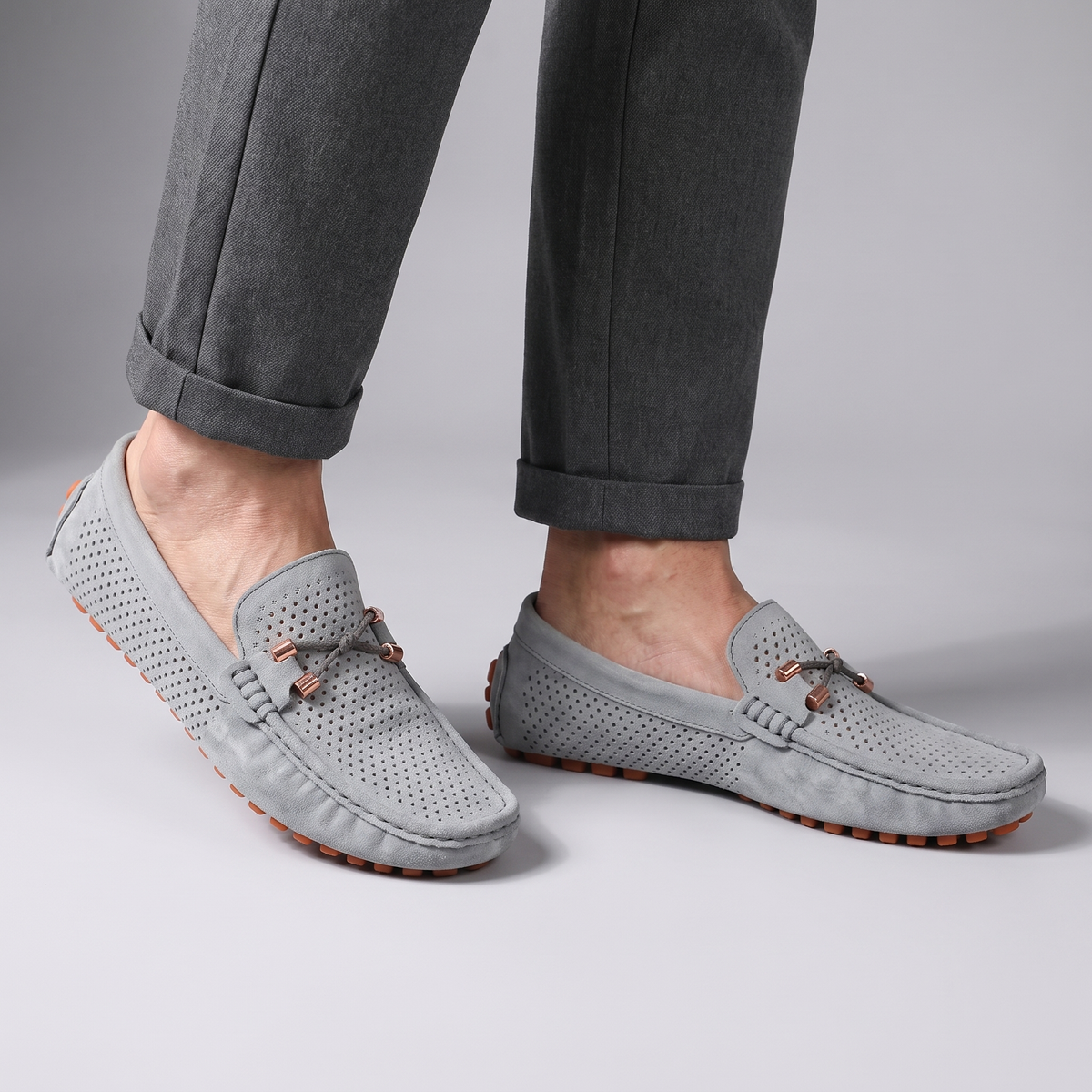 Men's Suede Perforated Driving Moccasins