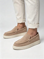 Men's Suede Apron-Toe Platform Loafers