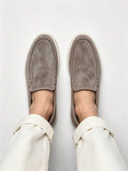 Men's Suede Apron-Toe Platform Loafers
