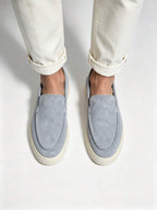 Men's Suede Apron-Toe Platform Loafers