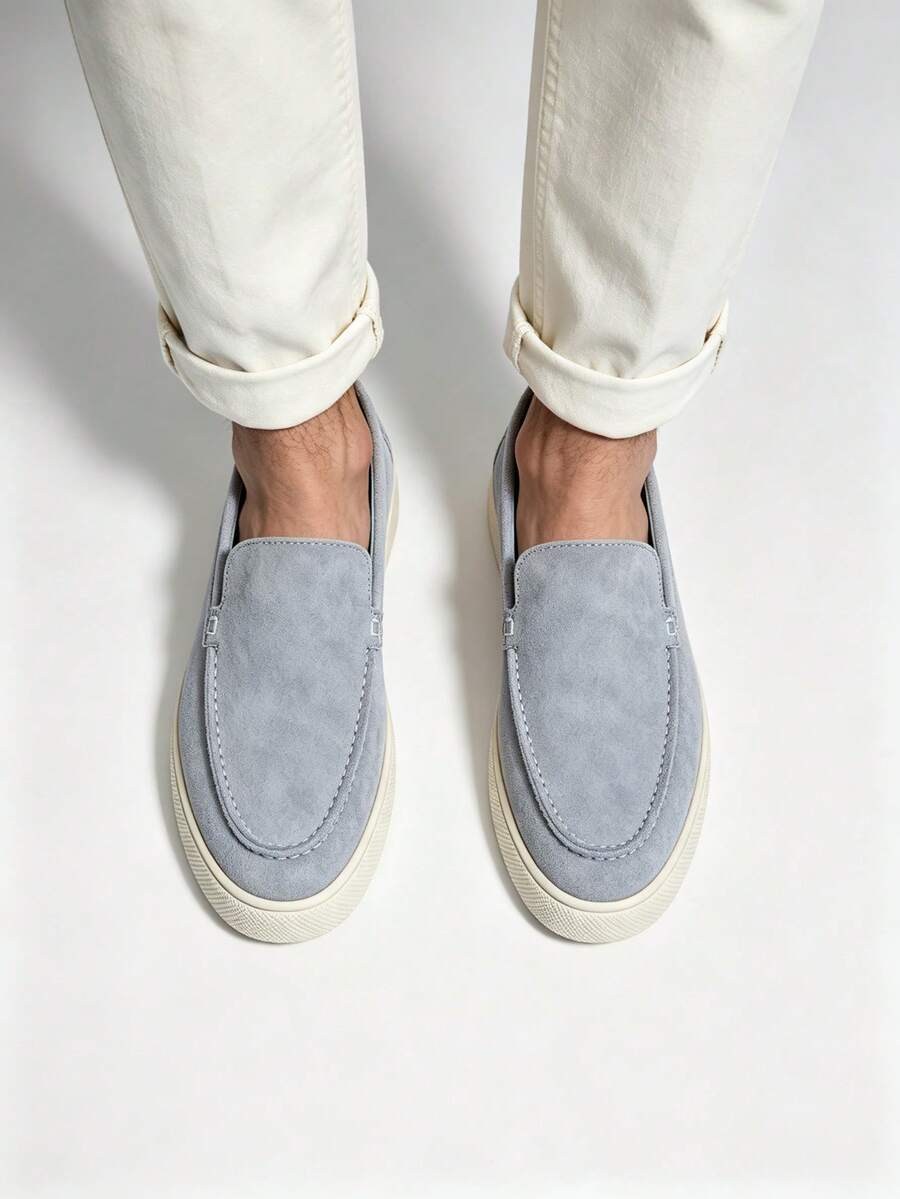 Men's Suede Apron-Toe Platform Loafers