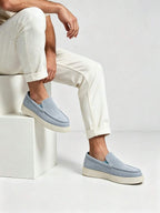 Men's Suede Apron-Toe Platform Loafers