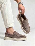 Men's Suede Apron-Toe Platform Loafers