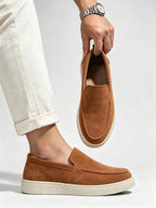 Men's Suede Apron-Toe Platform Loafers