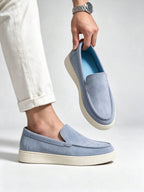 Men's Suede Apron-Toe Platform Loafers