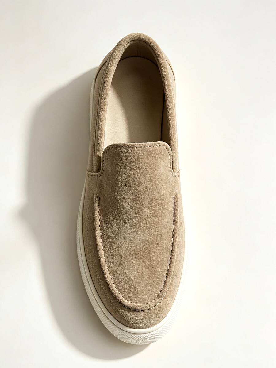 Men's Suede Apron-Toe Platform Loafers