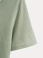 Men's Textured Button Placket Polo Shirt
