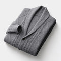 Men's Textured Cable Knit Shawl Collar Cardigan