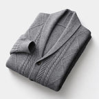 Men's Textured Cable Knit Shawl Collar Cardigan
