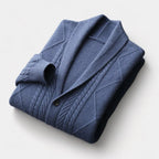Men's Textured Cable Knit Shawl Collar Cardigan