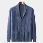 Men's Textured Cable Knit Shawl Collar Cardigan