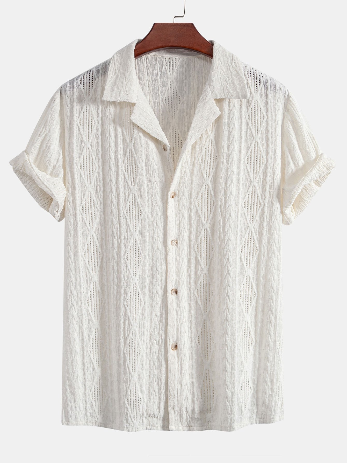 Men's Textured Camp Collar Shirt