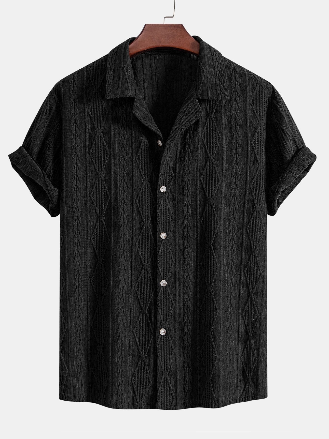 Men's Textured Camp Collar Shirt