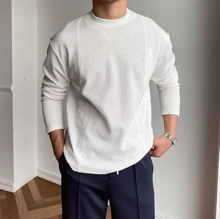 Men's Textured Crew Neck Sweater