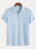 Men's Textured Half-Zip Polo Shirt