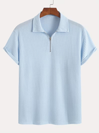 Men's Textured Half-Zip Polo Shirt