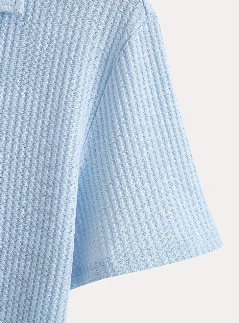 Men's Textured Half-Zip Polo Shirt
