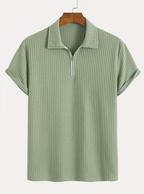 Men's Textured Half-Zip Polo Shirt