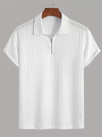 Men's Textured Half-Zip Polo Shirt
