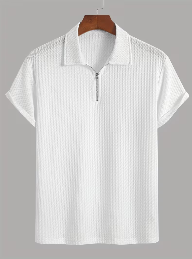 Men's Textured Half-Zip Polo Shirt