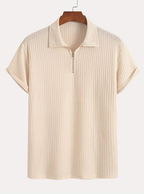 Men's Textured Half-Zip Polo Shirt