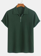 Men's Textured Half-Zip Polo Shirt