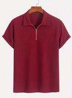 Men's Textured Half-Zip Polo Shirt