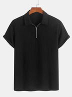 Men's Textured Half-Zip Polo Shirt