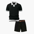Men's Textured Knit Polo and Shorts Set
