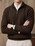 Men's Textured Knit Quarter-Zip Sweater