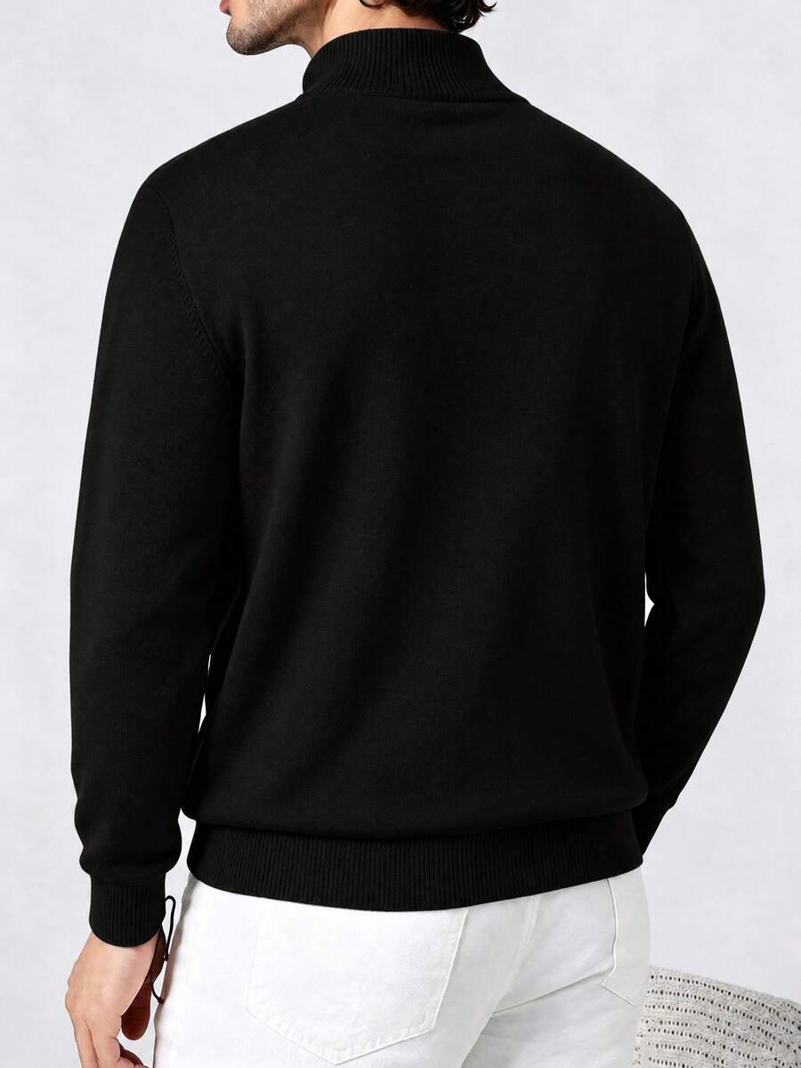 Men's Textured Knit Quarter-Zip Sweater