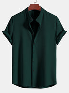 Men's Textured Mandarin Collar Shirt