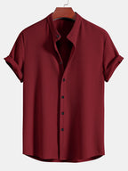 Men's Textured Mandarin Collar Shirt